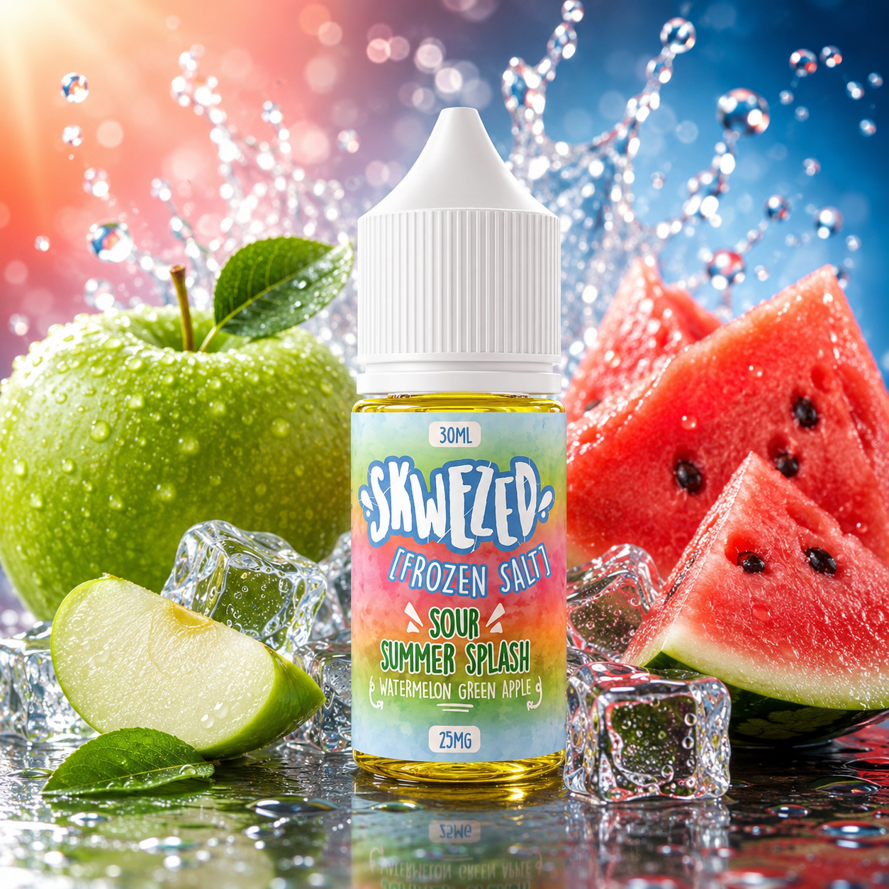 WATERMELON GREEN APPLE FROZEN / NIC SALTS 30ML - SKWEZED
