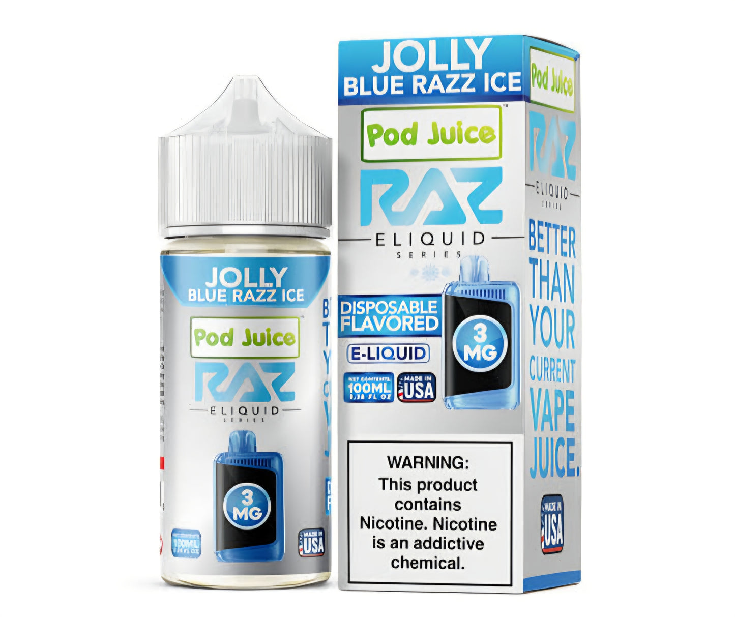 LOLLY BLUE RAZZ ICE - POD JUICE RAZ - 100ML