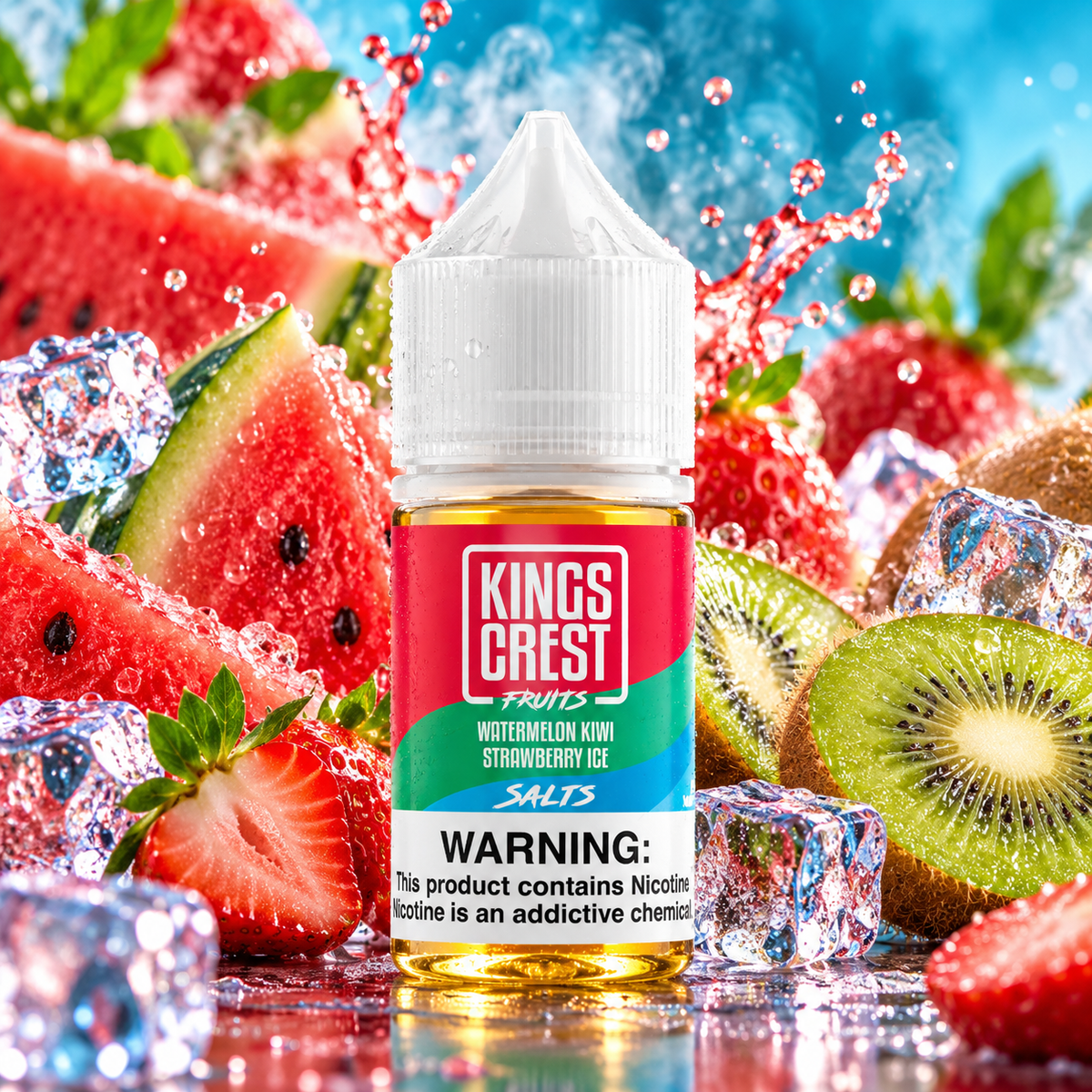 WATERMELON KIWI STRAWBERRY ICE / NIC SALTS 3OML - KINGS CREST FRUITS