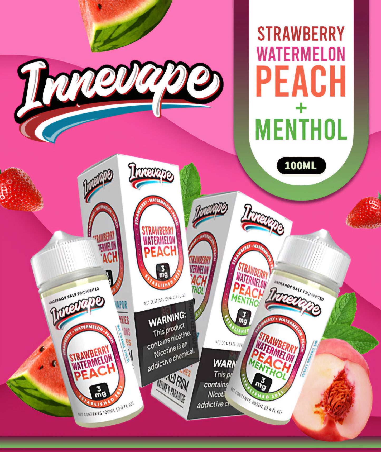 STRAWBERRY WATERMELON PEACH MENTHOL - INNEVAPE - 100ML