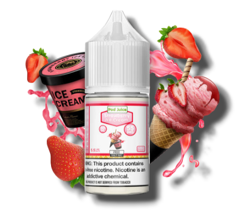 STRAWBERRY ICE CREAM / NIC SALTS 30ML - POD JUICE