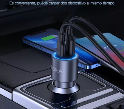 CARGADOR CARGA RÁPIDA PARA AUTOMÓVIL - USB Y TIPO C