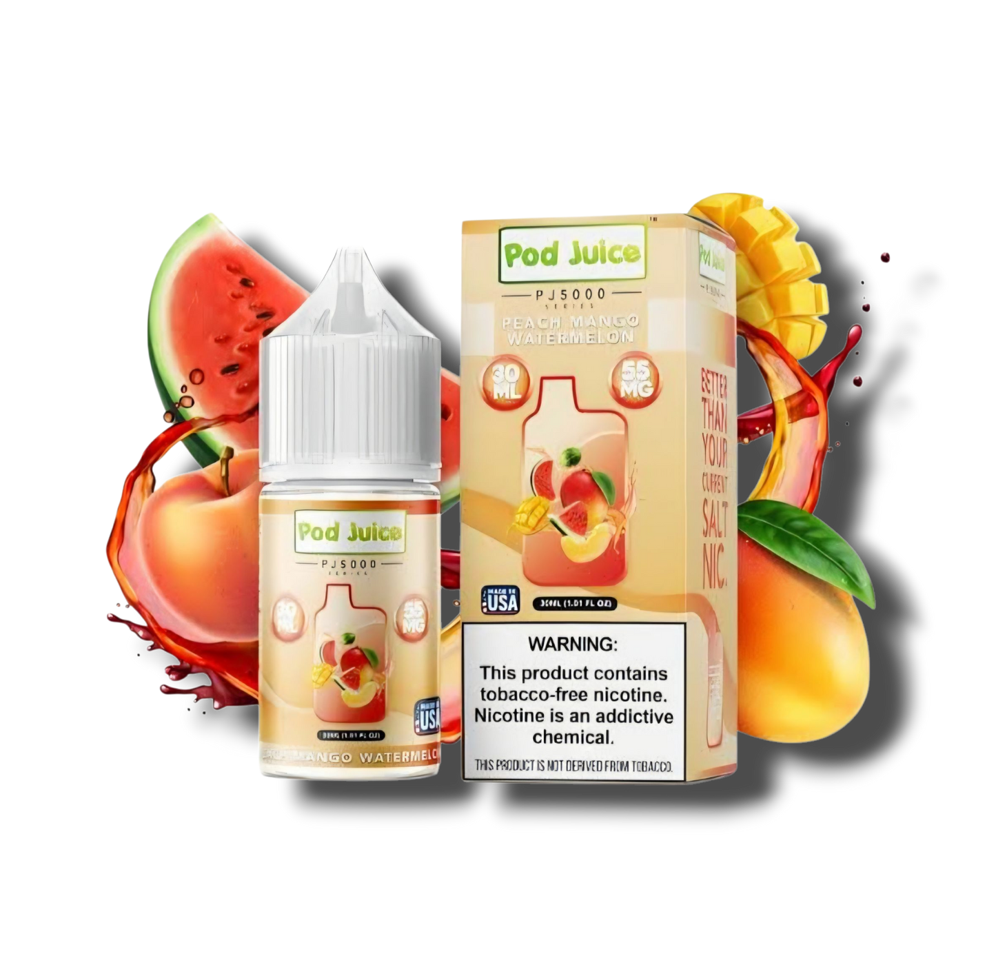 PEACH MANGO WATERMELON / NIC SALTS 30ML - POD JUICE