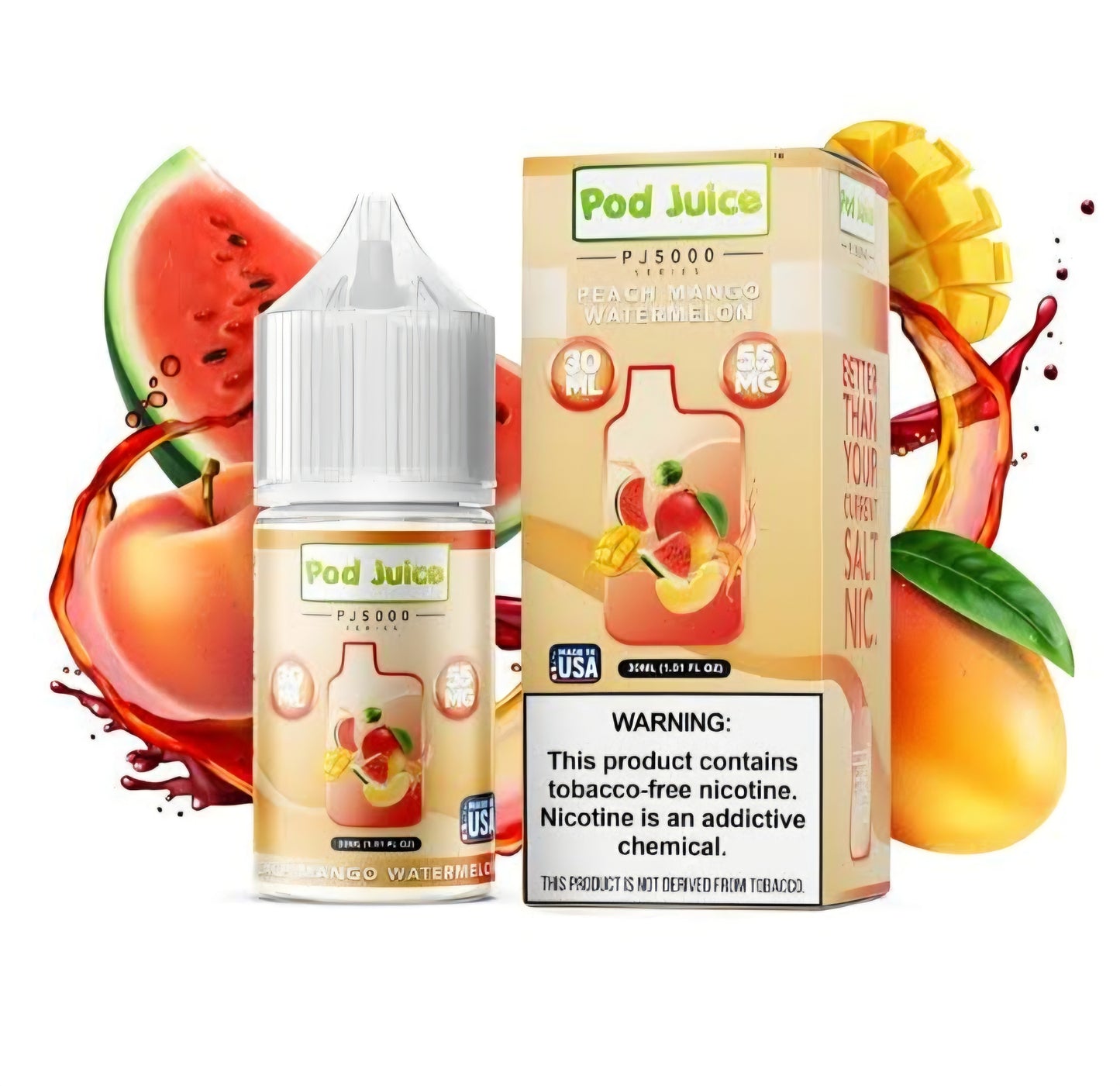 PEACH MANGO WATERMELON / NIC SALTS 30ML - POD JUICE