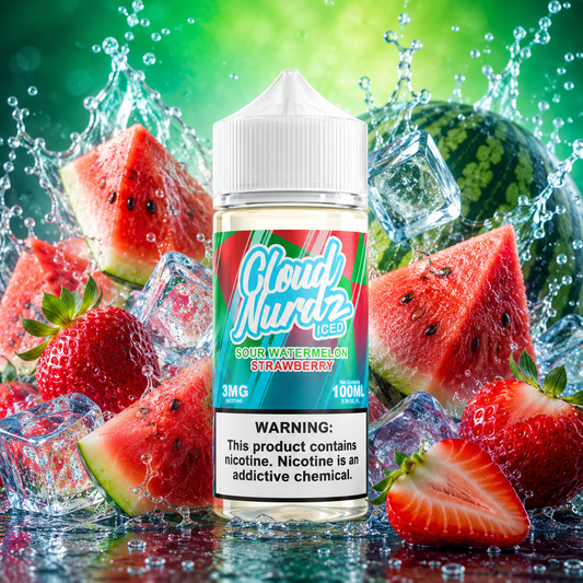 SOUR WATERMELON STRAWBERRY ICE - CLOUD NURDZ - 100ML
