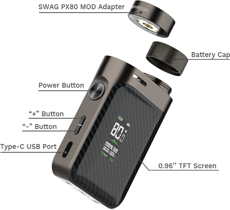 SWAG PX80 - VAPORESSO (BATERIA 18650 DE REGALO)